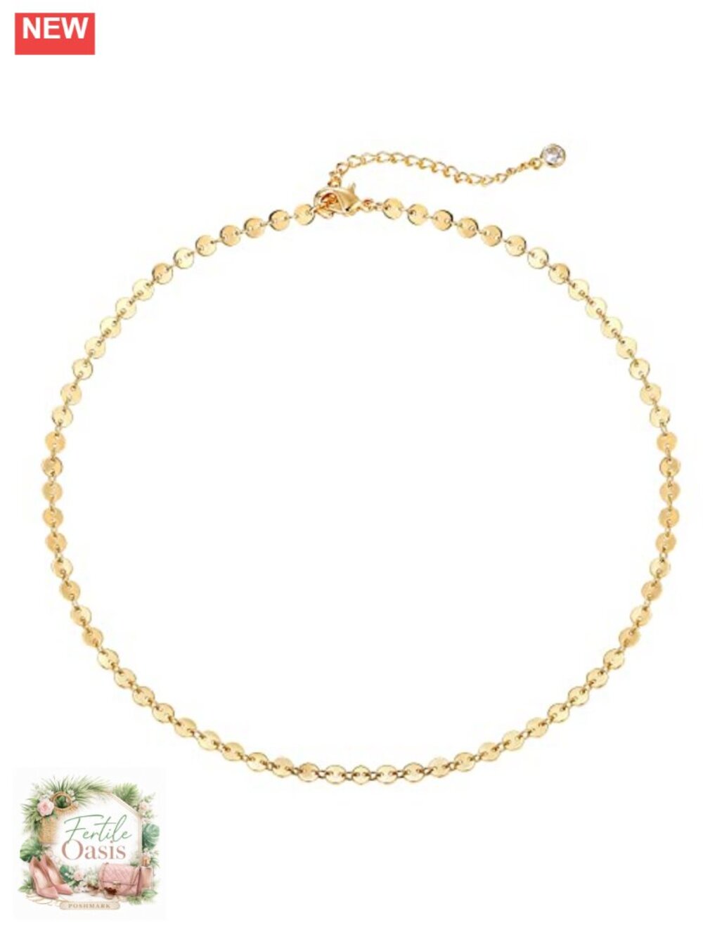 14K Gold Plated Dainty Choker Necklace for Women Coin Disc Clavicle Layered